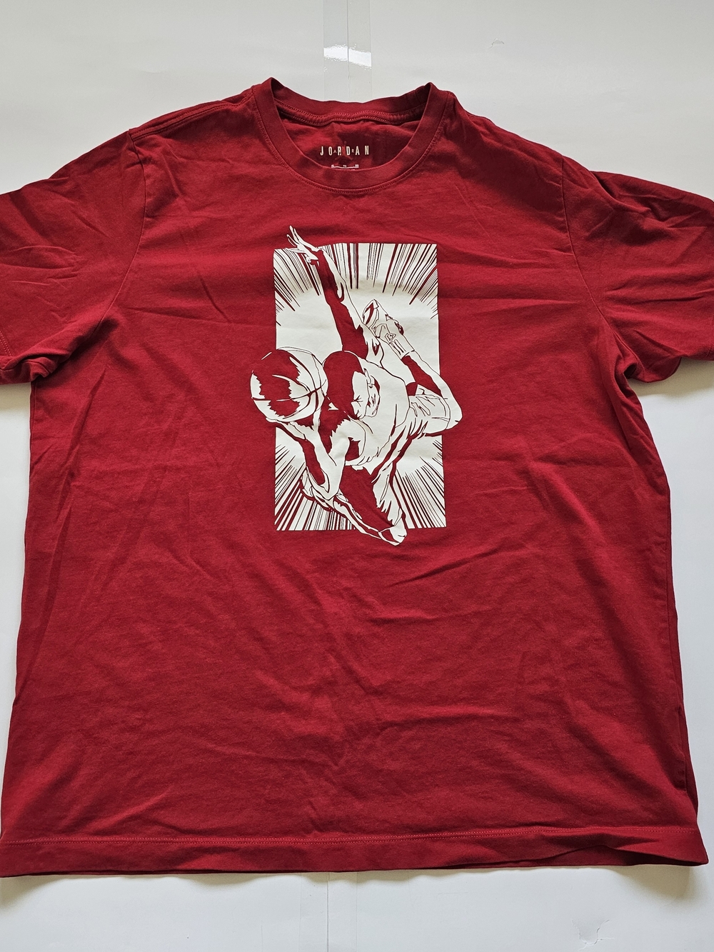 Jordan Red Short Sleeve Graphic Tee with White Jumpman Illustration